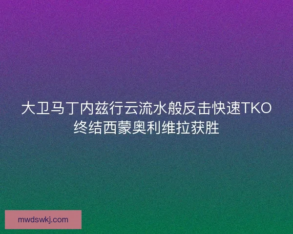 大卫马丁内兹行云流水般反击快速TKO终结西蒙奥利维拉获胜
